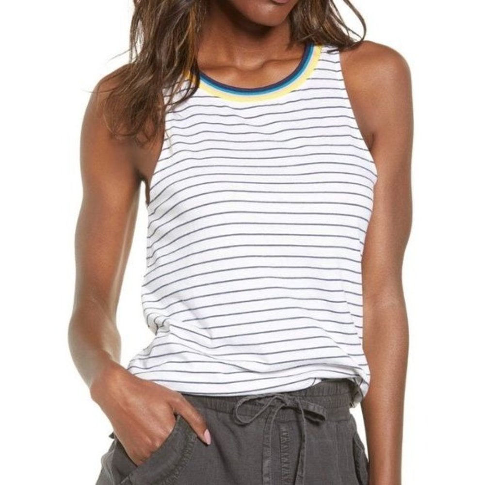 🛍️ Splendid Tank Top Sz L Under The Sun Stripe Print Sleeveless Scoop neck